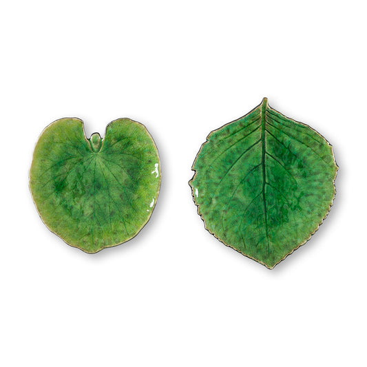 Set of 2 Glazed Leaf Dishes