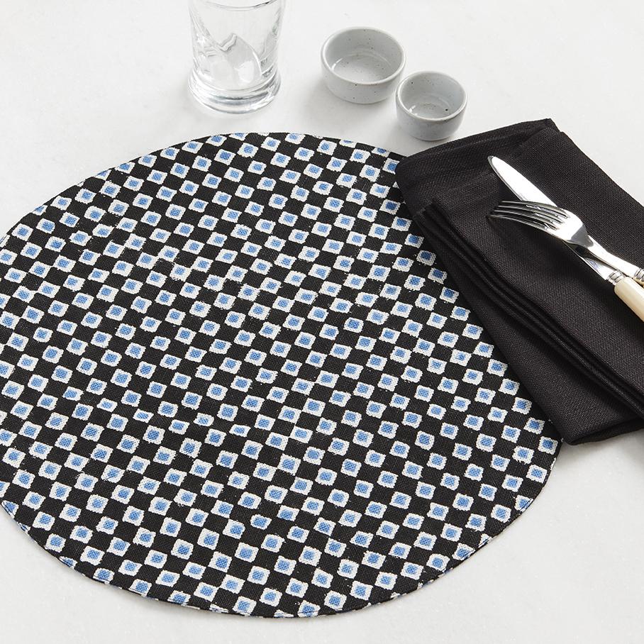 Block Print Linen Placemat (16" Diam.)