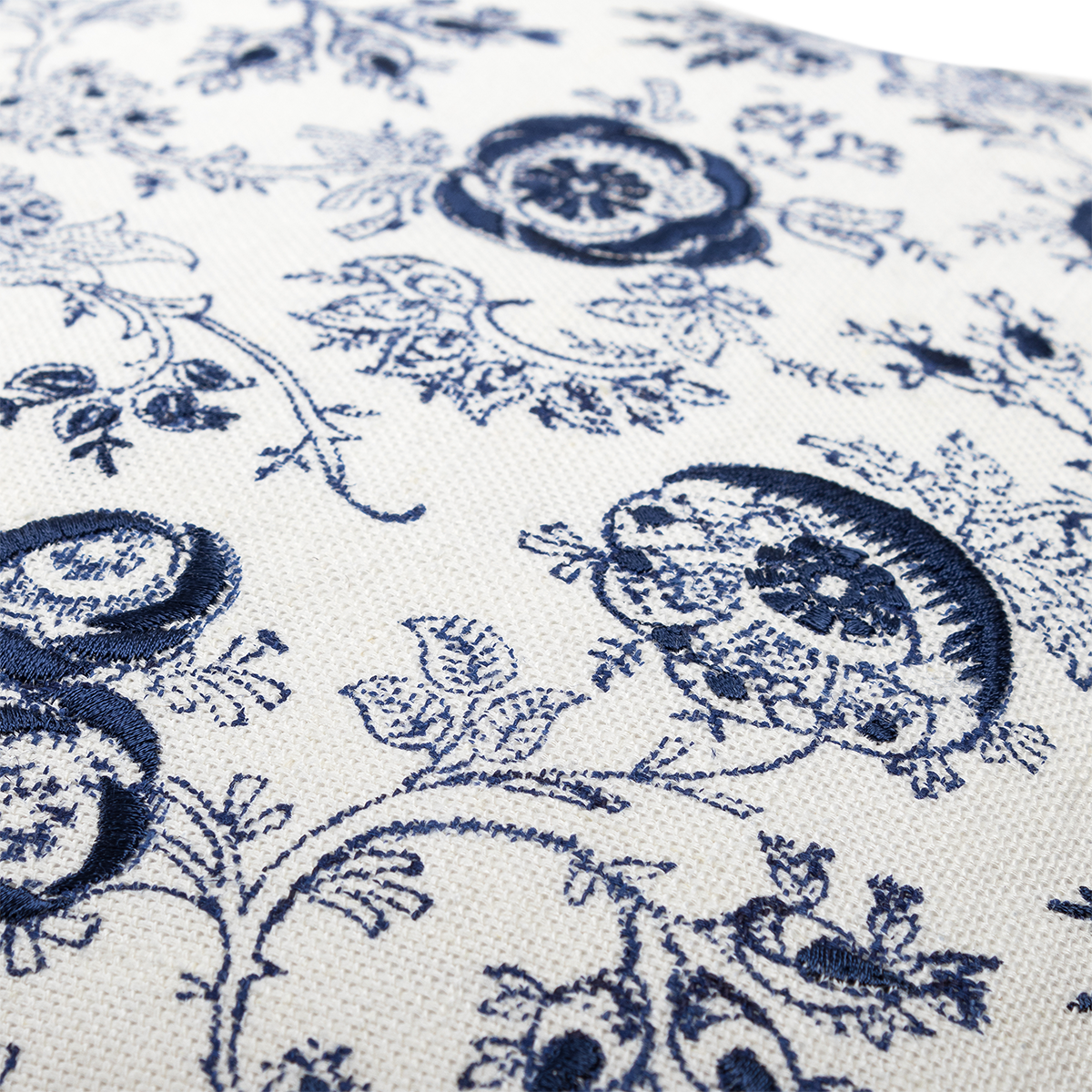 Eloquence printed linen pillow navy