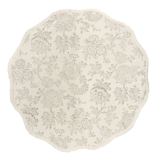 Eloquence Scalloped Placemat ~ Mist